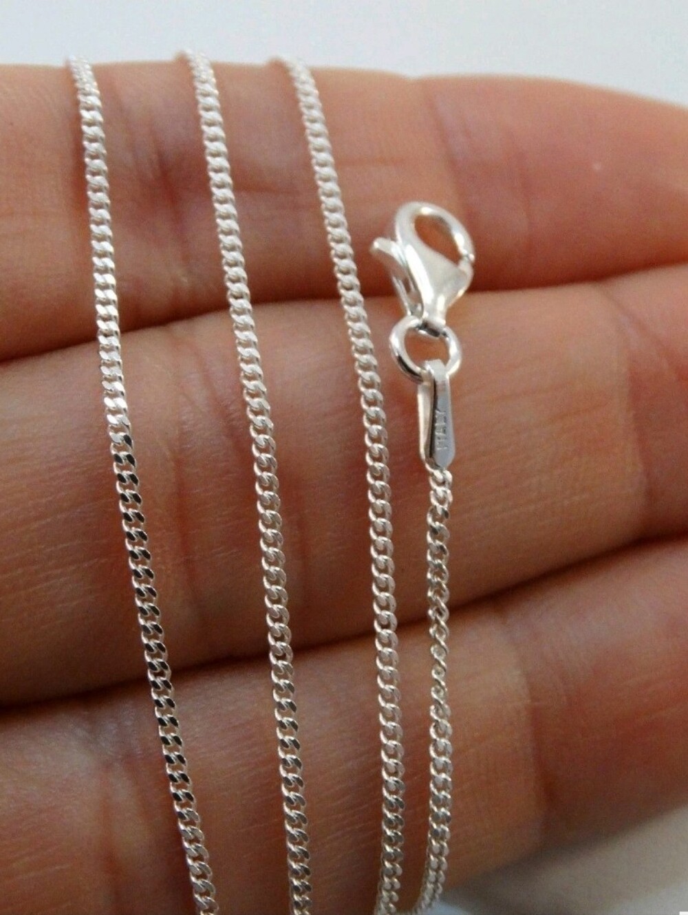 18" Sterling Silver 1.2mm CURB Chain Necklace 925 Italy 18" Italian Silver
